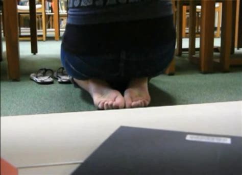 Candid Footsie In Library With Cute Ebony Feet 1